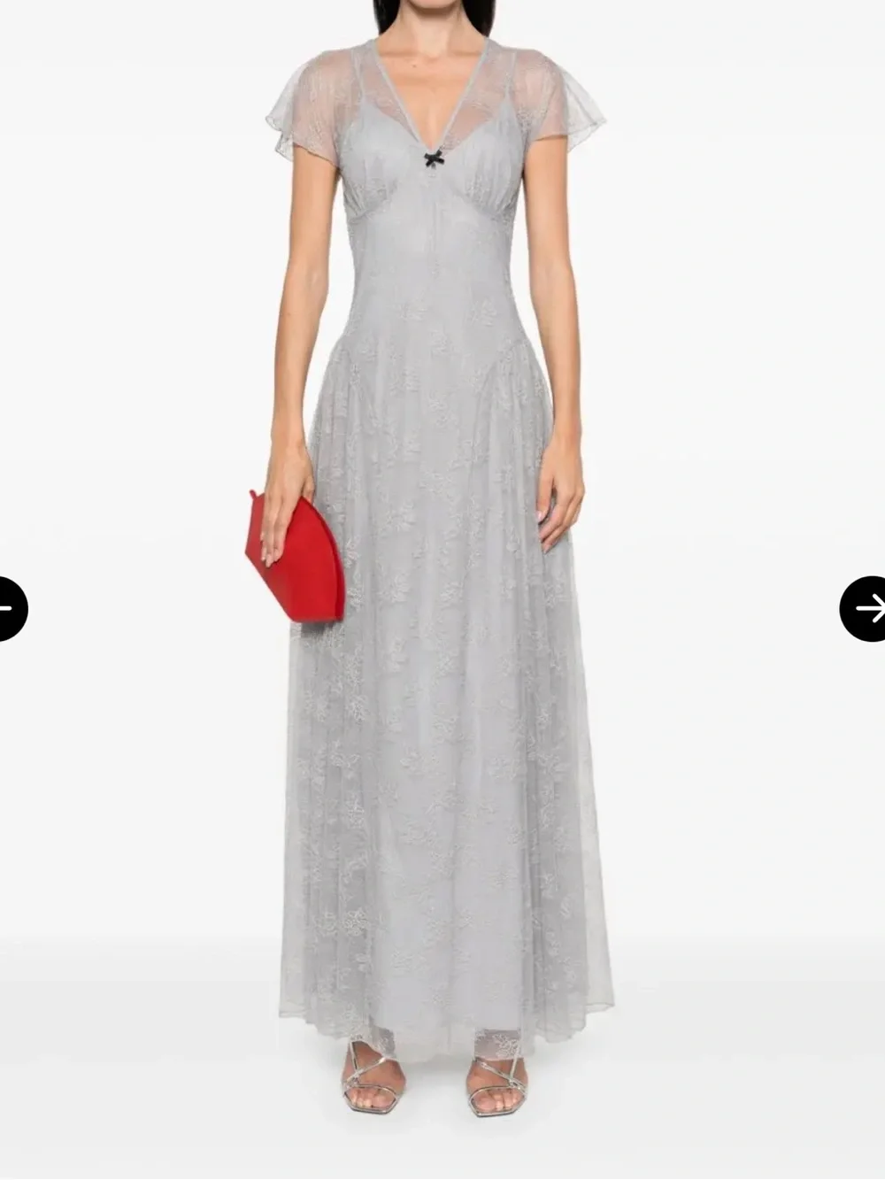 ROTATE BY BIRGER CHRISTENSEN Lace V-Neck Maxi Evening Dress, 32/XXS - Picture 7 of 8